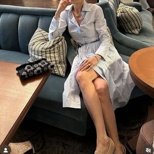 Room 502 Zoe Shirt dress in blue & white stripes $495 Designer Sophie Theallet